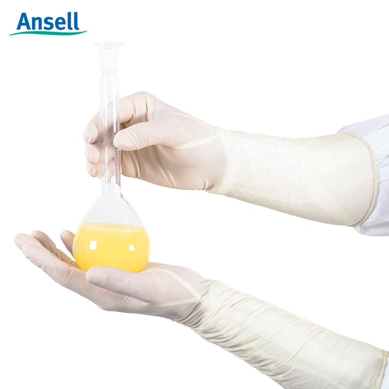ansell安思尔 无菌乳胶洁净室手套化学品飞溅basl防护手套